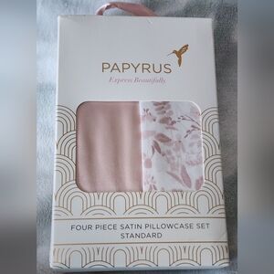 Papyrus Satin Pillowcases Set of 4 Blush & White Floral NEW! Standard size